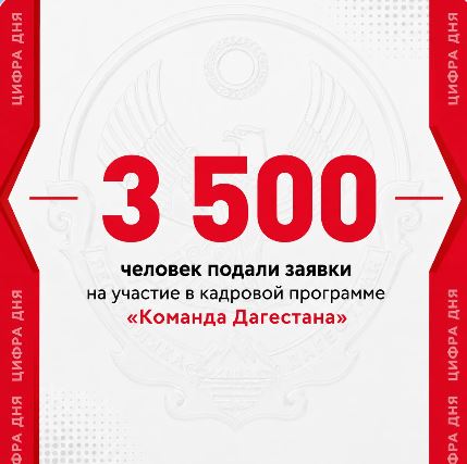 Больше 3500 человек зарегистрировались для участия в программе «Команда Дагестана».
